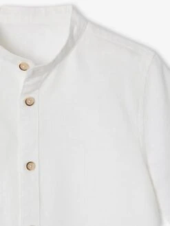 Chemise En Lin Col Mao Garçon - Vert Sauge -Vertbaudet Soldes Boutique chemise en lin col mao garcon 2