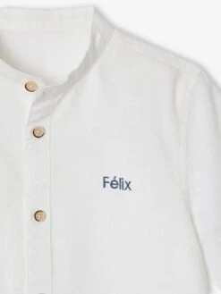 Chemise En Lin Col Mao Garçon - Vert Sauge -Vertbaudet Soldes Boutique chemise en lin col mao garcon 3