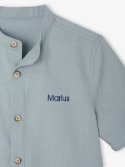 Chemise En Lin Col Mao Garçon - Vert Sauge -Vertbaudet Soldes Boutique chemise en lin col mao garcon 7