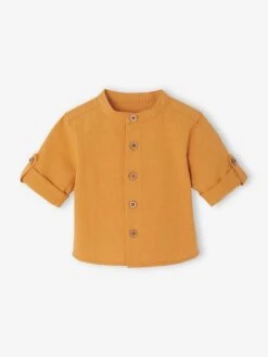 Chemise Manches Retroussables Bébé - Ocre 13 Chemise Manches Retroussables Bébé - Ocre -Vertbaudet Soldes Boutique chemise manches retroussables bebe 13