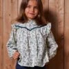 Chemisier à Volant Motifs Fleurs Fille - écru -Vertbaudet Soldes Boutique chemisier a volant motifs fleurs fille