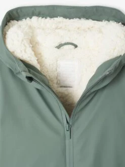 Ciré à Capuche Doublé Sherpa Garçon - Vert Sauge -Vertbaudet Soldes Boutique cire a capuche double sherpa garcon 9