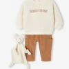 Coffret Bébé Sweat-shirt + Pantalon + Doudou - Caramel