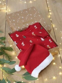 Coffret Noël Sweat Et Bonnet Bébé - Rouge