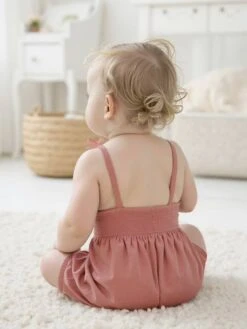 Combi Bloomer Smocké Bébé - Rose -Vertbaudet Soldes Boutique combi bloomer smocke bebe 5