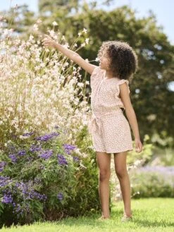 Combi-short Imprimé Fleurs Fille - Vanille