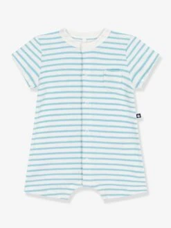 PETIT BATEAU Combicourte Bébé En éponge Rayée Bébé - Bleu