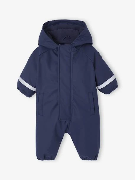 Combinaison à Capuche Anti-pluie Bébé Doublée Maille Polaire - Bleu Nuit 1 Combinaison à Capuche Anti-pluie Bébé Doublée Maille Polaire - Bleu Nuit