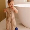 Combinaison à Rayures En Maille Fantaisie Bébé - Sable -Vertbaudet Soldes Boutique combinaison a rayures en maille fantaisie bebe