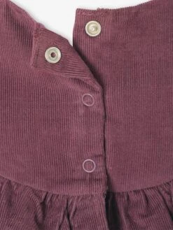Combinaison Bébé En Velours Avec Col Brodé Et Volanté - Aubergine -Vertbaudet Soldes Boutique combinaison bebe en velours avec col brode et volante 4