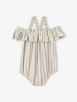 Combinaison Courte Bébé Rayée - Ivoire Rayé