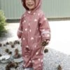 Combinaison De Pluie Imprimée à Capuche Bébé Doublée Polaire - Vieux Rose -Vertbaudet Soldes Boutique combinaison de pluie imprimee a capuche bebe doublee polaire