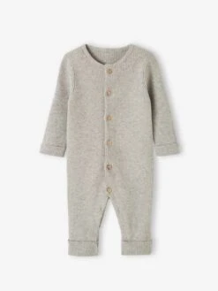 Combinaison En Côtes Bébé Manches Longues - Gris Chiné -Vertbaudet Soldes Boutique combinaison en cotes bebe manches longues 22