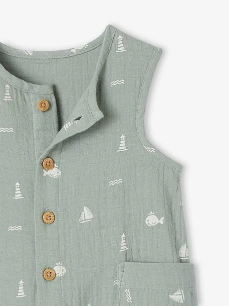 Combinaison En Gaze De Coton Naissance - Beige Clair Imprime 12 Combinaison En Gaze De Coton Naissance - Beige Clair Imprime – Image 12