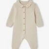 Combinaison En Tricot Bébé Col En Crochet - écru -Vertbaudet Soldes Boutique combinaison en tricot bebe col en crochet