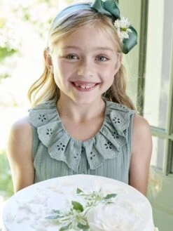 Combinaison Longue Cérémonie En Gaze De Coton Fille Col En Broderie Anglaise - Rose Pâle -Vertbaudet Soldes Boutique combinaison longue ceremonie en gaze de coton fille col en broderie anglaise 12