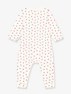 PETIT BATEAU Combinaison Longue Petits C½urs Bébé - Blanc Imprimé -Vertbaudet Soldes Boutique combinaison longue petits curs bebe 1