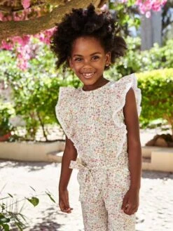 Combinaison Volantée à Fleurs Fille - écru 16 Combinaison Volantée à Fleurs Fille - écru -Vertbaudet Soldes Boutique combinaison volantee a fleurs fille 7
