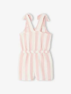 Combishort à Grosses Rayures Fille En Gaze De Coton - Rose Bonbon -Vertbaudet Soldes Boutique combishort a grosses rayures fille en gaze de coton 2