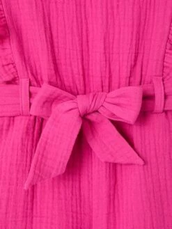 Combishort à Volants En Gaze De Coton Fille - Fuchsia -Vertbaudet Soldes Boutique combishort a volants en gaze de coton fille 2