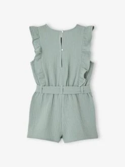 Combishort à Volants En Gaze De Coton Fille - Fuchsia -Vertbaudet Soldes Boutique combishort a volants en gaze de coton fille 5