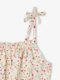 Combishort à Volants Fille - Blanc Imprimé -Vertbaudet Soldes Boutique combishort a volants fille 7