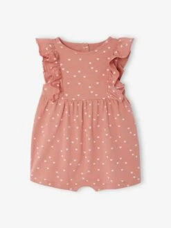 Combishort Bébé Basics Manches Volantées - Rose