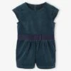 Combishort Bébé En Velours Lisse - Vert émeraude -Vertbaudet Soldes Boutique combishort bebe en velours lisse