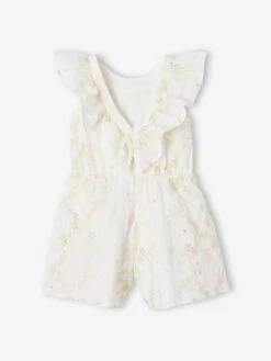 Combishort Cérémonie Brodé Fleurs Irisées Fille - Blanc -Vertbaudet Soldes Boutique combishort ceremonie brode fleurs irisees fille 1