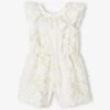 Combishort Cérémonie Brodé Fleurs Irisées Fille - Blanc -Vertbaudet Soldes Boutique combishort ceremonie brode fleurs irisees fille