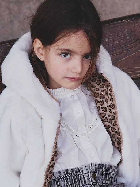 Coupe-vent à Capuche Réversible Fille Léopard/sherpa - Beige 2 Coupe-vent à Capuche Réversible Fille Léopard/sherpa - Beige – Image 2