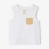 Débardeur Bébé Poche Contrastée - Blanc -Vertbaudet Soldes Boutique debardeur bebe poche contrastee