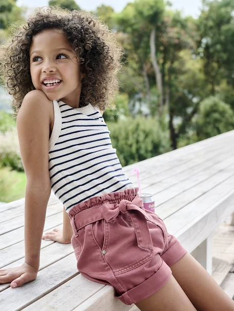 Débardeur En Côtes Fille - Rose Bonbon 1 Débardeur En Côtes Fille - Rose Bonbon