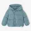 Doudoune à Capuche Bébé Doublée Maille Polaire - Bleu Grisé -Vertbaudet Soldes Boutique doudoune a capuche bebe doublee maille polaire
