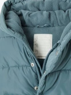 Doudoune à Capuche Bébé Doublée Maille Polaire - Bleu Grisé -Vertbaudet Soldes Boutique doudoune a capuche bebe doublee maille polaire 2