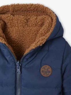 Doudoune à Capuche Bébé Réversible - Marine -Vertbaudet Soldes Boutique doudoune a capuche bebe reversible 5