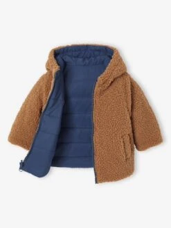 Doudoune à Capuche Bébé Réversible - Marine -Vertbaudet Soldes Boutique doudoune a capuche bebe reversible 8