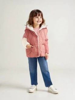 Doudoune Fille Sans Manches Réversible - Bois De Rose