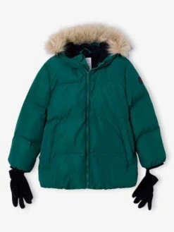 Doudoune Garçon à Capuche Doublée Polaire Avec Moufles Ou Gants - Ambre -Vertbaudet Soldes Boutique doudoune garcon a capuche doublee polaire avec moufles ou gants 11