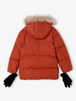 Doudoune Garçon à Capuche Doublée Polaire Avec Moufles Ou Gants - Ambre -Vertbaudet Soldes Boutique doudoune garcon a capuche doublee polaire avec moufles ou gants 5