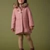 Duffle-coat à Capuche Fille Drap De Laine - Vert De Gris