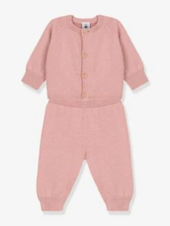 PETIT BATEAU Ensemble 2 Pièces Bébé En Tricot Laine Et Coton - Rose