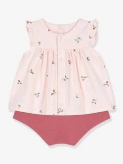 PETIT BATEAU Ensemble 2 Pièces Robe Fleurie Et Bloomer Bébé - Blush -Vertbaudet Soldes Boutique ensemble 2 pieces robe fleurie et bloomer bebe 1