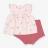 PETIT BATEAU Ensemble 2 Pièces Robe Fleurie Et Bloomer Bébé - Blush -Vertbaudet Soldes Boutique ensemble 2 pieces robe fleurie et bloomer bebe