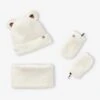 Ensemble "Bear Mood" Bébé Garçon Bonnet + Snood + Moufles En Sherpa - écru -Vertbaudet Soldes Boutique ensemble bear mood bebe garcon bonnet snood moufles en sherpa