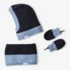 Ensemble Bébé Garçon Cagoule + Snood + Moufles Bicolores - Marine -Vertbaudet Soldes Boutique ensemble bebe garcon cagoule snood moufles bicolores