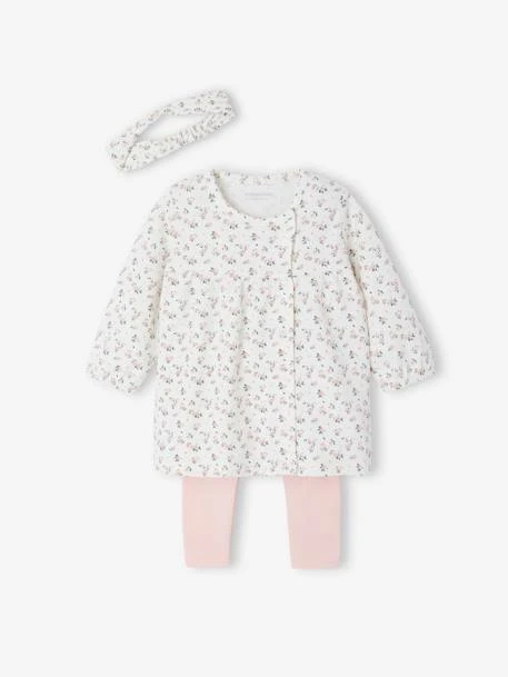 Ensemble Bébé Naissance 3 Pièces Bandeau, Robe à Motifs Et Legging - Nude Imprimé 2 Ensemble Bébé Naissance 3 Pièces Bandeau, Robe à Motifs Et Legging - Nude Imprimé – Image 2