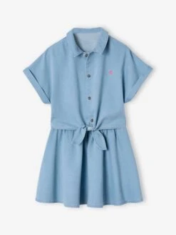 Ensemble Blouse à Nouette Et Jupe Fille - Bleu Clair