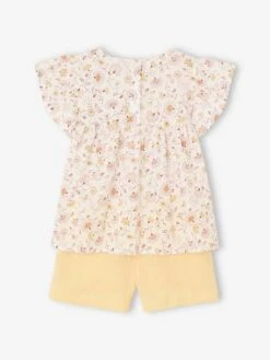 Ensemble Blouse Imprimée Et Short En Gaze De Coton Fille - Vert Sauge -Vertbaudet Soldes Boutique ensemble blouse imprimee et short en gaze de coton fille 43