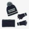 Ensemble Bonnet + Snood + Gants Garçon - Marine -Vertbaudet Soldes Boutique ensemble bonnet snood gants garcon